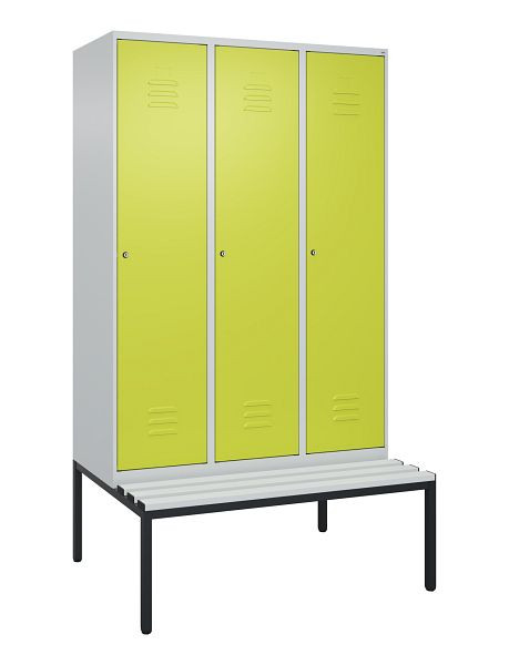 C+P Umkleidespind Classic PLUS mit Mitteltrennwand, 3 Abteile, 2120x1200x815mm, 7035/0024, Zylinderschlösser, 0800507-32F S10025