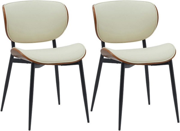 CLP Esszimmerstuhl Enid Kunstleder, walnuss/creme, VE: 2 Stück, 326808