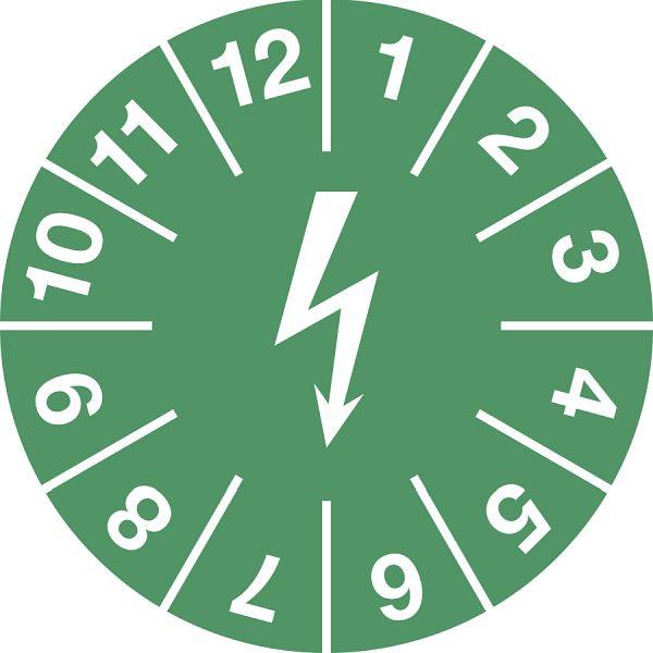 Moedel Prüfplakette für elektrische Einrichtungen, Dokumentenfolie, grün, Ø 15 mm, VE: 10 Stück/Bogen, 54585