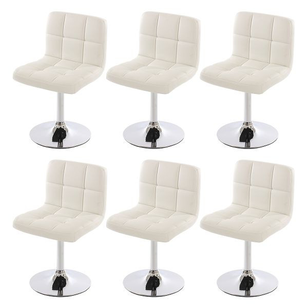 Mendler 6er-Set Esszimmerstuhl Drehstuhl Stuhl Kavala Kunstleder Chrom, weiß, 3x26627