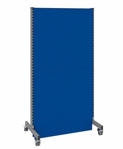 DENIOS Mobile Akustik Trennwand, Grundfeld, B 1000, H 2000 mm, Akustik-Lochblech zweiseitig, grau/blau, 293106