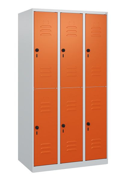 C+P Doppelstöckiger Spind Classic PLUS, 3 Abteile, 1700x900x500mm, 7035/2004, Drehriegel, 0803007-30 S10000