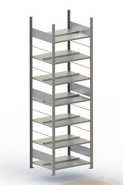 Meta Büro Steckregal Compact GR 2500x750x600 mm, RAL 7035, Bodenanzahl: 7, 200178026