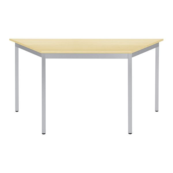 Bisley Mehrzwecktisch, Trapezförmig, Breite 1400 mm, Tiefe 700 mm, 25mm Tischstärke, 300 aluminium x MP ahorn, MTC25T1407MP300