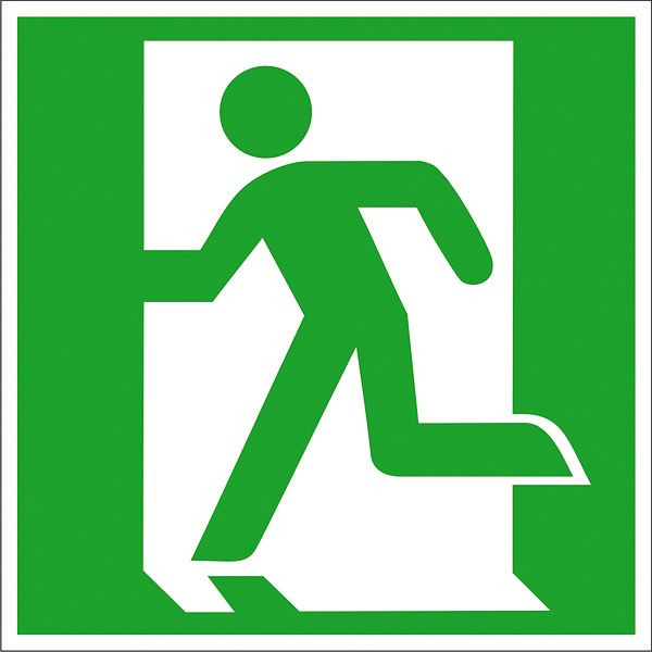 SafetyMarking Fluchtwegschild, Notausgang links, BxH 20x20 cm, Folie, selbstklebend, langnachleuchtend, 38.0032