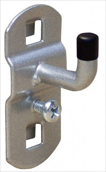 ADB Werkzeughalter mit senkrechtem Hakenende, 90° gewinkelt, passend für Eurolochung (10x10mm / 38x38mm), Ø: 6mm, Farbe: alu, RAL 9006, 150mm, 23103