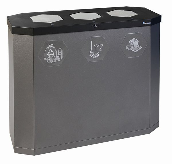 stumpf Sixco 3 swing Recycling-Station, eisenglimmer DB 703, 830x950x355 mm (HxBxT), 560-135-03