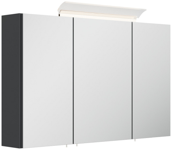 Posseik Spiegelschrank 100cm inkl. Design LED-Lampe und Glasböden grafit, PSPS100CM1000003DE
