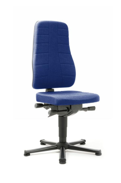 bimos All-In-One Highline Arbeitsdrehstuhl mit Gleiter und Stoffpolster blau, Sitzhöhe 450-600 mm, 9640-6802