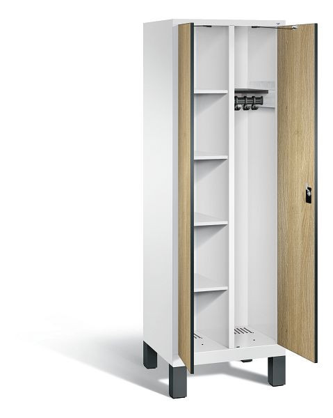 C+P Putzmittel-Spind Evolo, H1850xB610xT500mm, Farbe: Verkehrsweiß / Dekor Eiche Sereno, 48060-20 S10120