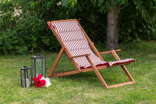 Merxx Aurora Liegestuhl Set 2-teilig, faltbar und verstellbar, inkl. Wendekissen, FSC Eukalyptusholz, 50105-310