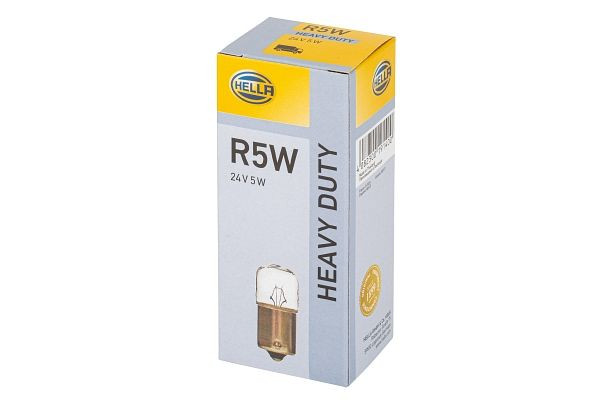 HELLA Halogen-Glühlampe, R5W, Heavy Duty, 24V, 5W, Sockelausführung Glühlampe: BA15s, Schachtel, 8GA 002 071-241