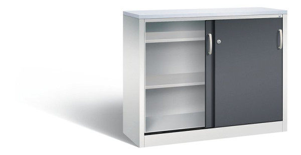 C+P Sideboard mit Schiebetüren Acurado, H1000xB1200xT400mm, Farbe: Lichtgrau / Schwarzgrau, Bügelgriff, 2046-00 S10213