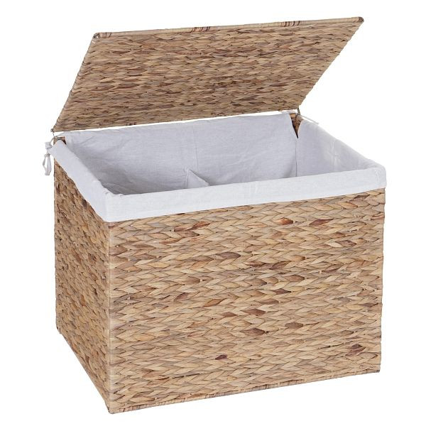 Mendler Wäschekorb HWC-C27, Wäschesammler Wäschesortierer Truhe, 2 Fächer Wasserhyazinthe 50x60x43cm 129l, 61213