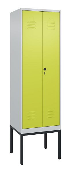C+P Umkleidespind Classic PLUS, Doppel-Spind, Gestell, 2 Abteile, 2120x600x500mm, 7035/0024, Drehriegel, 0800327-20P S10010