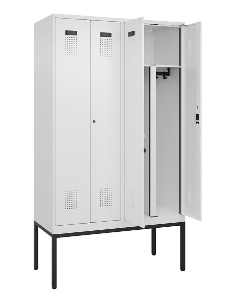 C+P PSA Doppel-Spind Evolo PLUS, Gestell, 4 Abteile, 2120x1200x500mm, 9016/9016, Zylinderschloss, 0490327-40P S10047