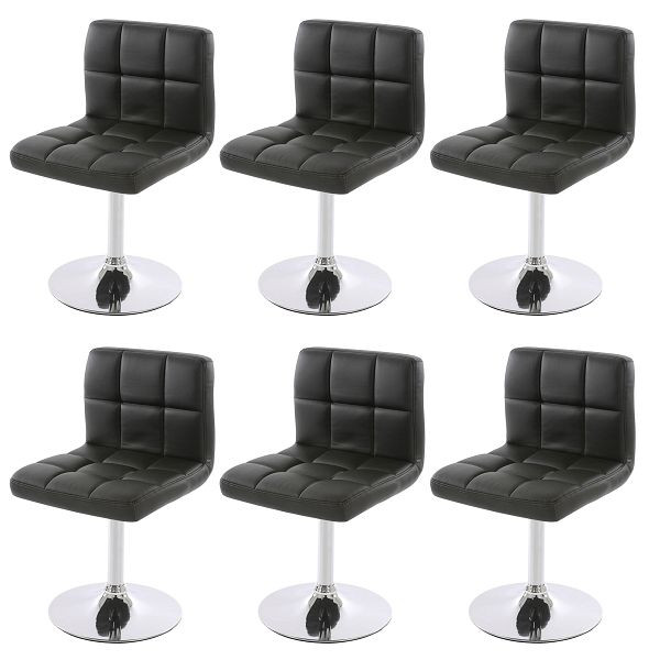 Mendler 6er-Set Esszimmerstuhl Drehstuhl Stuhl Kavala Kunstleder Chrom, schwarz, 3x26625