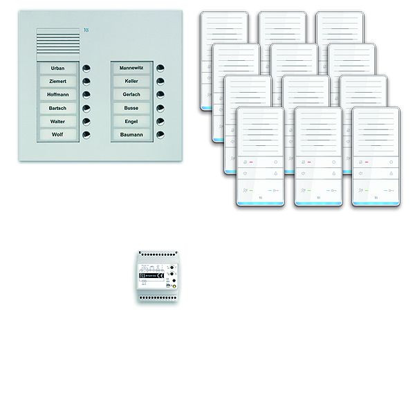 TCS Türkontrollsystem audio:pack UP für 12 Wohneinheiten, mit Außenstation PUK 12 Klingeltasten 2-spaltig, 12x Freisprecher ISW5031, Steuerung, PAUF122/001