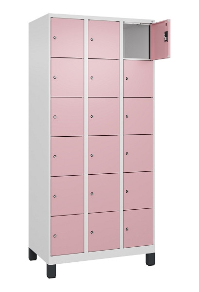 C+P Schließfachschrank Evolo PLUS, mit Füßen, 18 Fächer, 1950x900x500mm, 9016/3, 049010-306 S10018