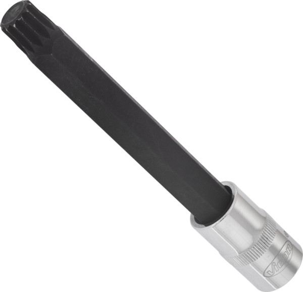 VIGOR Innenvielzahn Schraubendreher-Einsatz (XZN), Vierkant hohl 12,5 mm (1/2 Zoll), Innen Vielzahn Profil XZN, M14, Länge: 140 mm, VE: 5 Stück, V2132