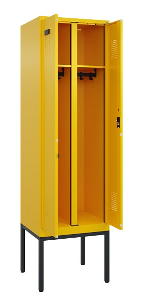 C+P Schwarz-Weiß-Spind Evolo PLUS, Gestell, 2 Abteile, 2120x600x500mm, 1023/1023, Zylinderschloss, 0490327-20 S10049