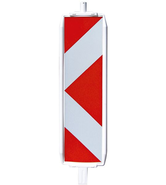 Schake Kunststoffbake Typ 60, Stutzen unten 60 x 60 mm, oben Ø42 mm, Folie Typ 1, pfeilförmig, doppelseitig linksweisend, rot / weiß, 36055PLL