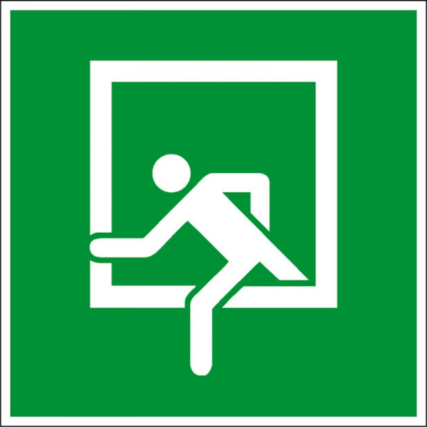 Eichner Rettungsschild "Notausstieg", B x H: 15 x 15 cm, Folie, selbstklebend, langnachleuchtend HI 150, 9225-14041-015