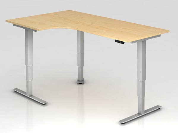 Hammerbacher Sitz-Steh-Winkeltisch elektrisch 200x120cm 90° Ahorn, Winkelform 90°, links oder rechts montierbar, VXDSM82/3/S