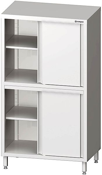 Stalgast Hochschrank mit Schiebetüren, 1200x600x1800 mm, mit zwei Schrankräumen, verschweißt, VHK12613