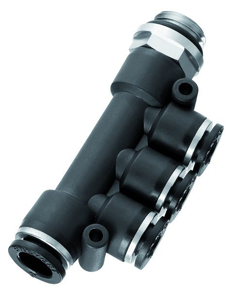 Prevost Gleichseitiger dreifacher Verbinder mit zylindrischem Außengewinde - RPN MG, AG BSPP= G 1/4, für Schlauch mit Außen-Ø= 4 mm, RPN MG0401