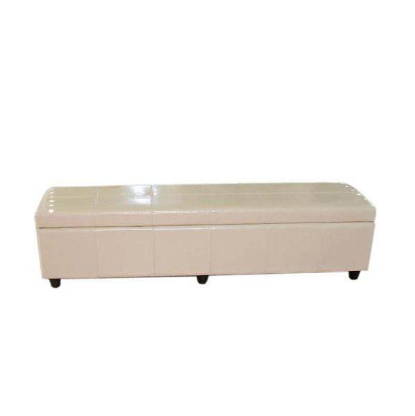 Mendler Aufbewahrungs-Truhe Kriens XXL, Leder + Kunstleder, 180x45x45cm, creme, 12047