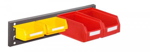 Kappes RasterPlan Wandschiene Schlitzplatte Set 13, L 460 mm x H 100 mm, RAL 7016, 2 x Lagersichtkästen Größe 7, 2 x Lagersichtkästen Größe 8, 4202.03.5108