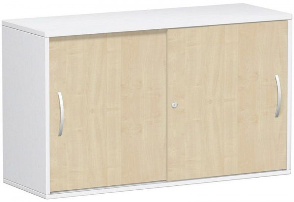 geramöbel Anstell-Schiebetürenschrank Oberboden 25 mm, mit Stellfüßen, abschließbar, 1200x425x720, Ahorn/Weiß, S-312153-AW