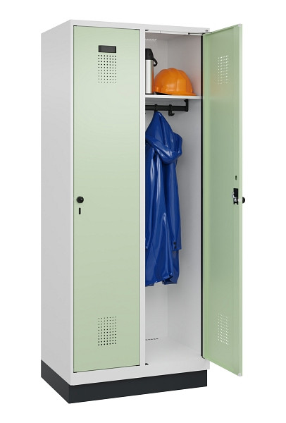 C+P Spind Evolo PLUS, mit Sockel, 2 Abteile, 1950x800x500mm, 9016/6019, Verschluss Drehriegel, Ablageböden 2, 049020-22 S10019