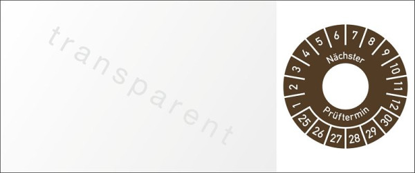 Moedel Kabelprüfplakette Nächster Prüftermin 2025-2030, Folie, 60x25 mm, VE: 10 Stück/Bogen, 106442