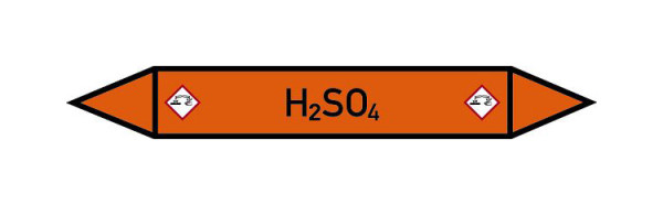 Schilder Klar Rohrleitungskennzeichen H2SO4, 187x26 mm Folie selbstklebend, 101586/31