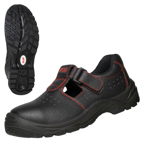 NITRAS BASIC STEP SA, S1P Sicherheitssandale, strapazierfähiges Vollleder, schwarz, Größe: 48, VE: 10 Paar, 7207-48