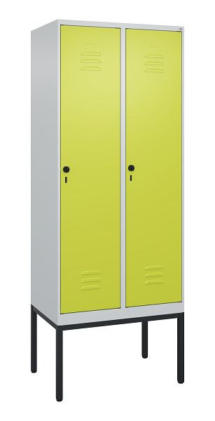 C+P Umkleidespind Classic PLUS mit Mitteltrennwand, Gestell, 2 Abteile, 2120x800x500mm, 7035/0024, Drehriegel, 0800307-22F S10010