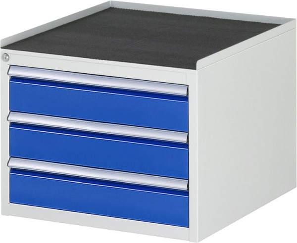 RAU Schubladenschrank Serie 7000, B580xT650xH465mm, Schubladen: 3xH120mm, Metallauflage mit 3-seitigem Abrollrand und Anti-Rutsch-Matte, 03-L2.3A-MT.11