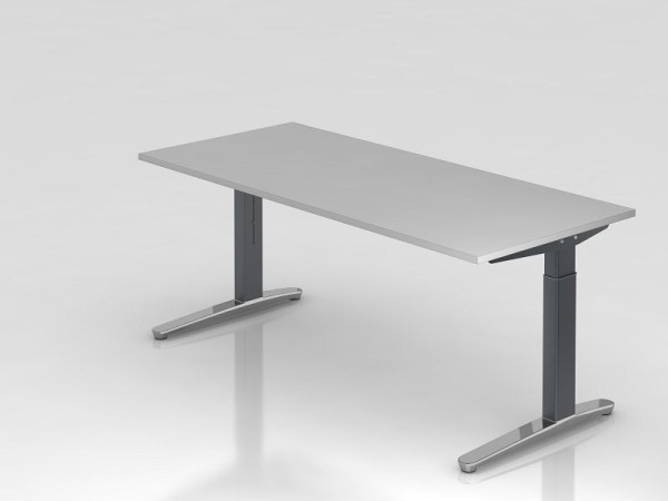 Hammerbacher Schreibtisch C-Fuß 180x80cm Grau/Graphit (Poliert), Rechteckform, VXB19/5/GC