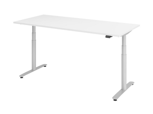 Hammerbacher Sitz-Steh-Schreibtisch elektrisch 180x80cm Weiß/Silber, VXDLR19/W/S