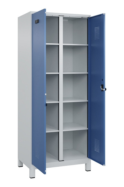 C+P Wäsche-Spind Evolo PLUS, mit Füßen, 2 Abteile, 1950x800x500mm, 7035/5023, Verschluss Drehriegel, 049012-22B S10008
