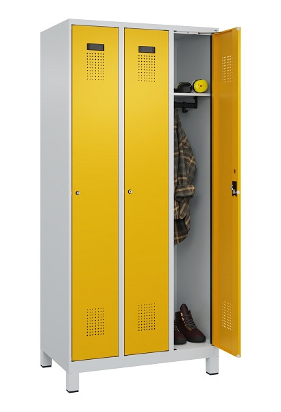 C+P Spind Evolo PLUS, mit Füßen, 3 Abteile, 1950x900x500mm, 7035/1004, Verschluss Zylinderschloss, Ablageböden 3, 049010-30 S10027