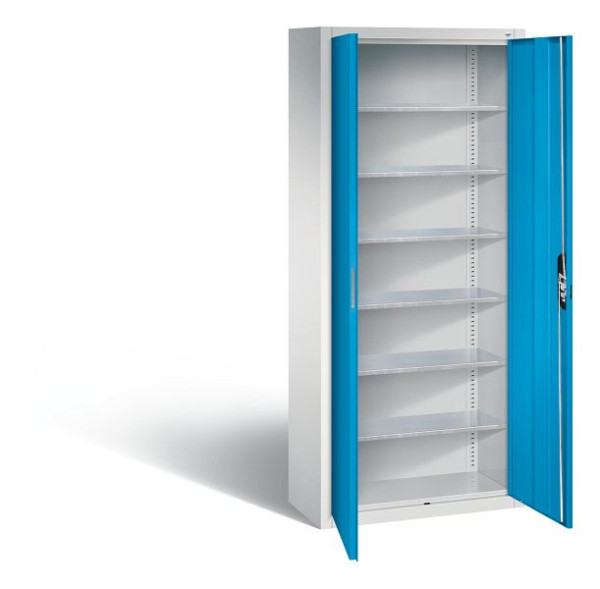 C+P Magazinschrank Serie 13, H1690xB700xT300mm, Farbe: Lichtgrau / Lichtblau, Muldengriff, 133413-20 S10090