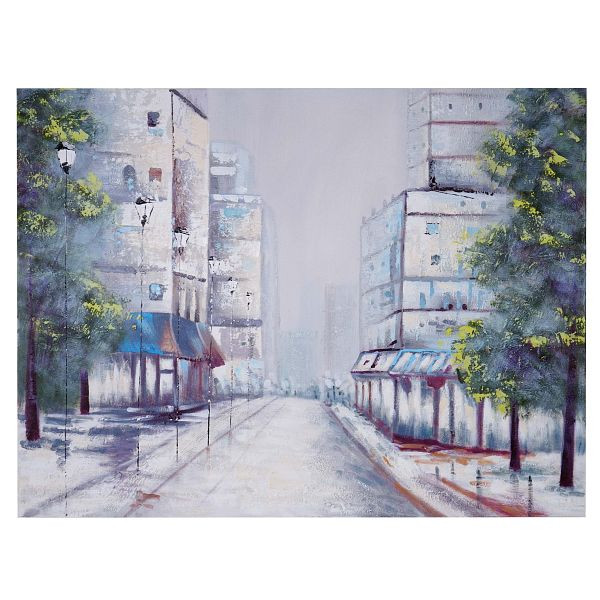 Mendler Ölgemälde Ortschaft, 100% handgemaltes Wandbild Gemälde XL, 120x90cm, 59448