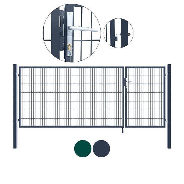 HOME DELUXE Doppelflügel Gartentor ADITUS - Farbe: Anthrazit, Maße: 120 x 350 cm, 29699