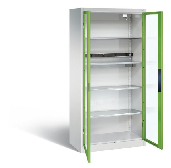 C+P Akkuladeschrank Serie 89, H1950xB930xT500mm, Farbe: Lichtgrau / Viridingrün, Muldengriff, 8921-055E1 S10003