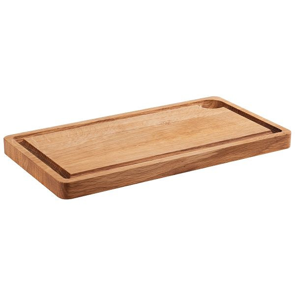 APS GN 1/3 Servierbrett, 32,5 x 17,6 x 2 cm, Eichenholz, geölt, mit Vertiefung Ø 4 cm, mit Saftrinne, mit 2 Griffmulden, -SIMPLY WOOD-, 00754