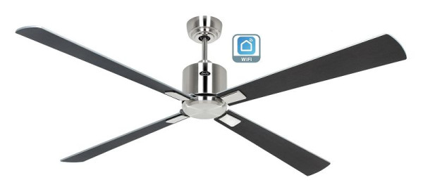 CasaFan Deckenventilator Eco Neo III 152 Chrom gebürstet-Wenge/Lack silber WiFi, 942337W