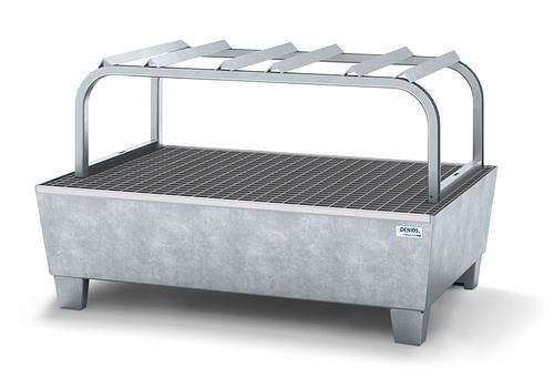 DENIOS Abfüllstation classic-line für 3 Fässer à 60 l, Stahl verzinkt, verzinkt Fassbock, 259505